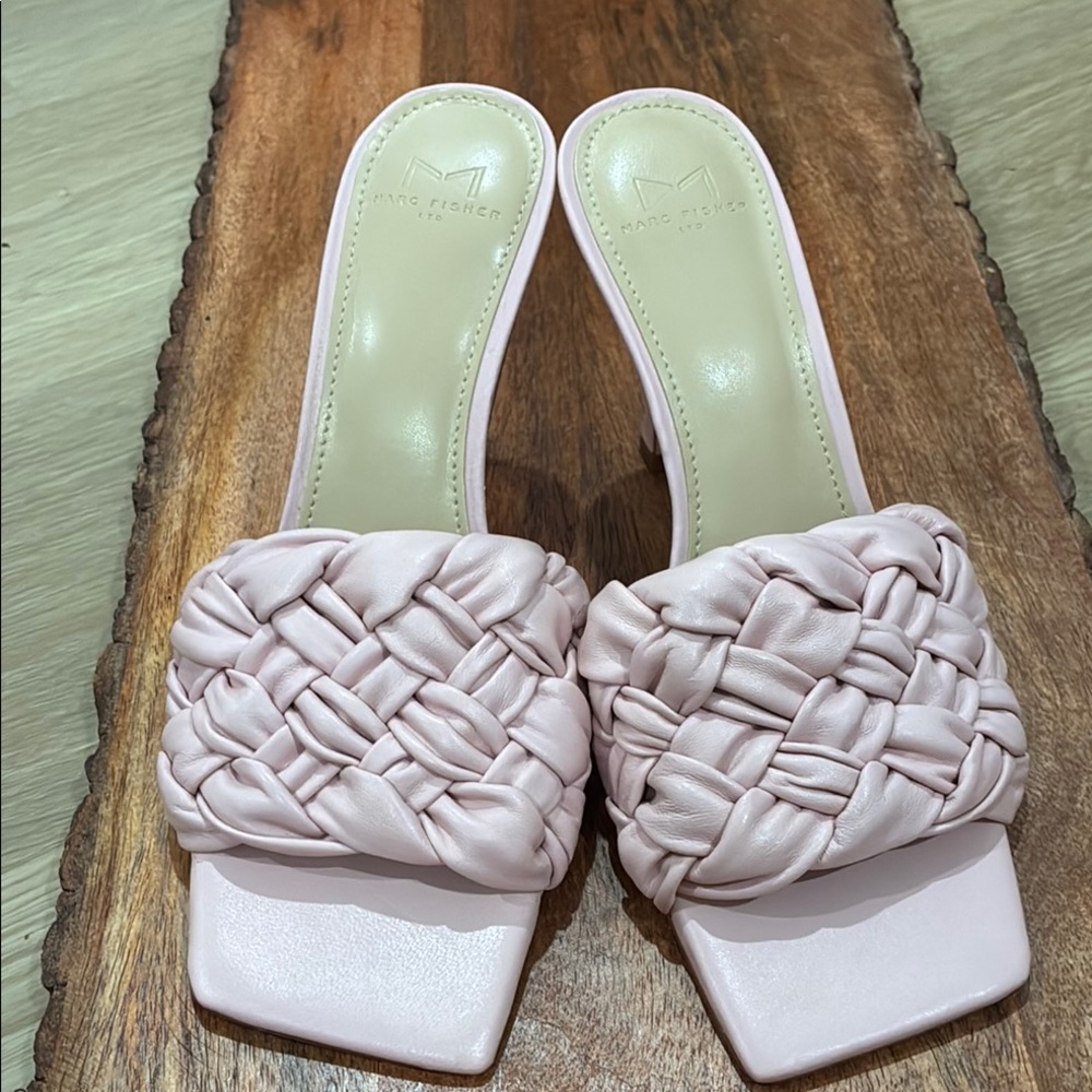 MARC FISHER Pink Braided Slide Sandals
